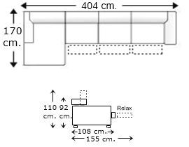 Sofá 5,5 plazas con 3 relax motor y chaise longue derecha