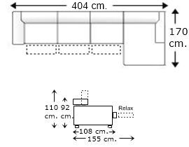Sofá 5,5 plazas con 3 relax motor y chaise longue izquierda