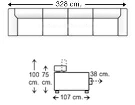 Sofá 5,5 plazas con 4 asientos