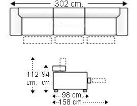 Sofá 5,5 plazas con 3 relax motor brazos reducidos