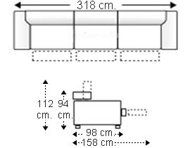 Sofá 5,5 plazas con 3 relax motor