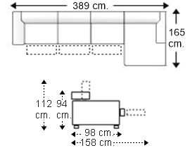 Sofá 5,5 plazas con 3 relax motor y chaise longue izquierda