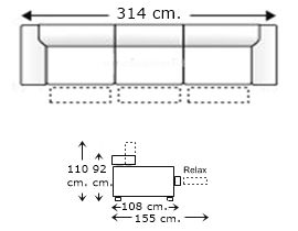 Sofá 5,5 plazas con 3 relax motor
