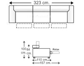 Sofá 7 plazas con 3 asientos relax motor brazos reducidos