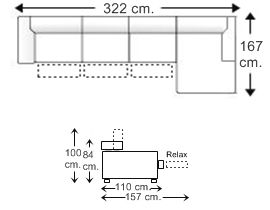 Sofá 3,5 plazas 3 relax motor, chaise longue izquierda