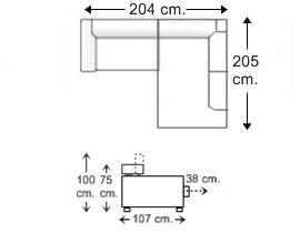 Sofá esquinero 2,5 plazas izquierda