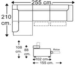 Sofá esquinero 3 plazas con 2 relax motor derecha