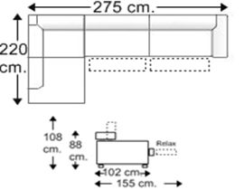 Sofá esquinero 3,5 plazas con 2 relax motor derecha