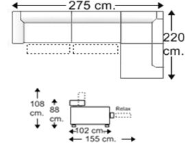 Sofá esquinero 3,5 plazas con 2 relax motor izquierda