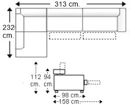 Sofá esquinero 5 plazas con 2 relax motor derecha