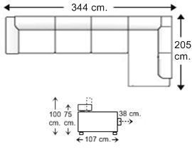 Sofá esquinero 5 plazas izquierda