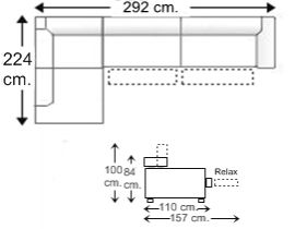 Sofá esquinero  3,5 plazas con 2 relax derecho