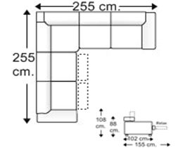 Sofá rinconera 4 plazas con 2 relax motor derecha