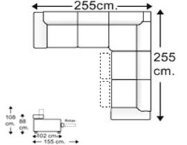 Sofá rinconera 4 plazas con 2 relax motor izquierda