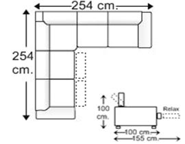 Sofá rinconera 4 plazas con 2 relax motor derecha