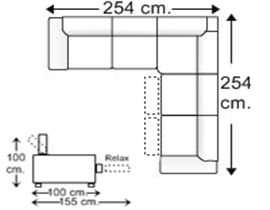Sofá rinconera 4 plazas con 2 relax motor izquierda