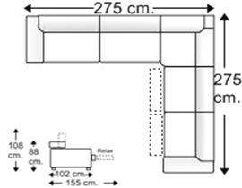 Sofá rinconera 5 plazas con 2 relax motor izquierda