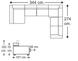 Sofá rinconera 5 plazas con chaise longue en “U” derecha