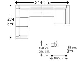 Sofá rinconera 5 plazas con chaise longue en “U” izquierda