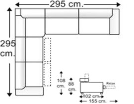 Sofá rinconera 6 plazas con 2 relax motor derecha