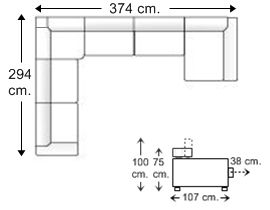 Sofá rinconera 6 plazas con chaise longue en “U” izquierda