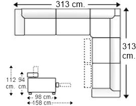 Sofá rinconera 7 plazas con 2 relax motor izquierda