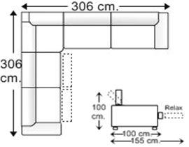 Sofá rinconera 7 plazas con 2 relax motor derecha