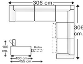 Sofá rinconera 7 plazas con 2 relax motor izquierda