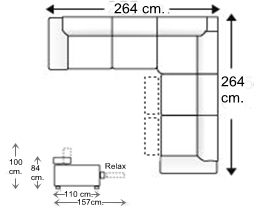 Sofá rinconera 4 plazas con 2 relax motor