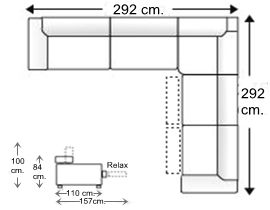 Sofá rinconera 5 plazas con 2 relax motor