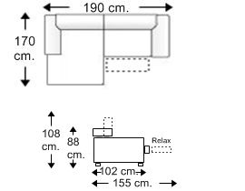 Sofá 1 relax motor con chaise longue derecha
