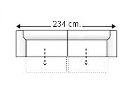 Sofá 3,5 plazas 2 asientos de 90 cm