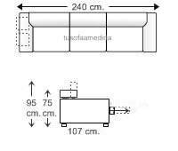 Sofá 3,5 plazas con 3 asientos y 2 puf incorporados