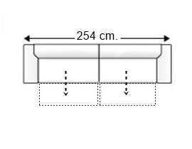 Sofá 4 plazas 2 asientos de 100 cm