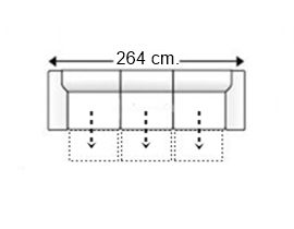 Sofá 4 plazas 3 asientos de 70 cm