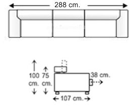 Sofá 5 plazas con 3 asientos