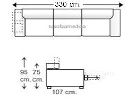 Sofá 5,5 plazas con 2 puf incorporados