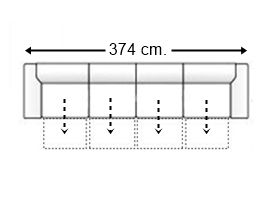 Sofá 6,5 plazas 4 asientos de 80 cm