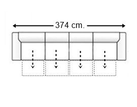 Sofá 6,5 plazas 4 asientos de 80 cm
