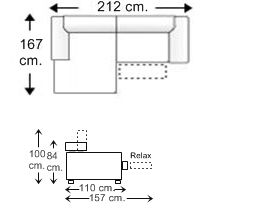 Sofá 1 plaza relax motor, chaise longue derecha