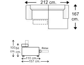 Sofá 1 plaza relax motor, chaise longue izquierda