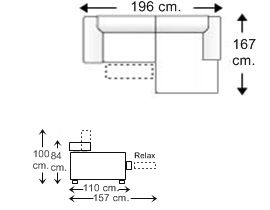 Sofá 1 plaza con brazo reducido relax motor, chaise longue izquierda