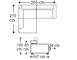 Sofá esquinero 2,5 plazas derecha