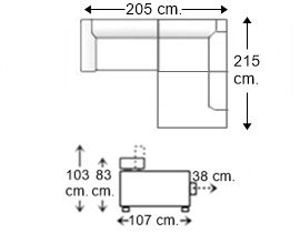 Sofá esquinero 2,5 plazas izquierda