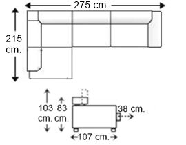 Sofá esquinero 3,5 plazas derecha