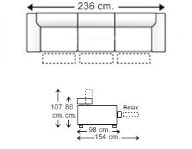 Sofá relax 3,5 plazas con 3 asientos