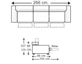 Sofá relax 4 plazas con 3 asientos