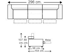Sofá relax 5 plazas con 3 asientos
