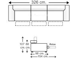 Sofá relax 5,5 plazas con 3 asientos