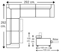 Rinconera simétrica 6 plazas con 2 relax motor derecha